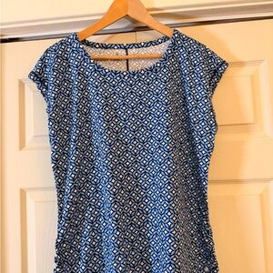 Talbots Blue and White Patterned Blouse